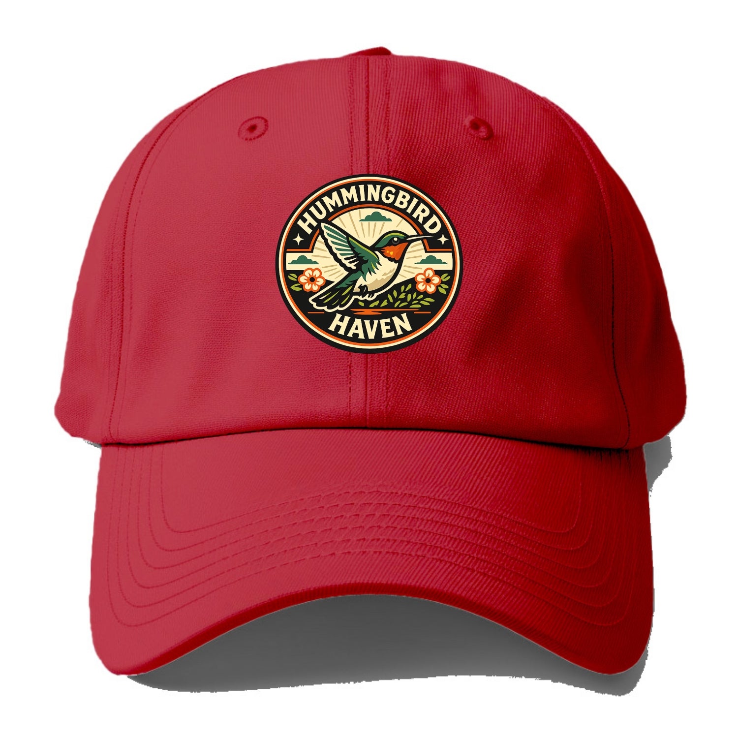 Hummingbird Sanctuary Emblem - Baseball Cap - Red