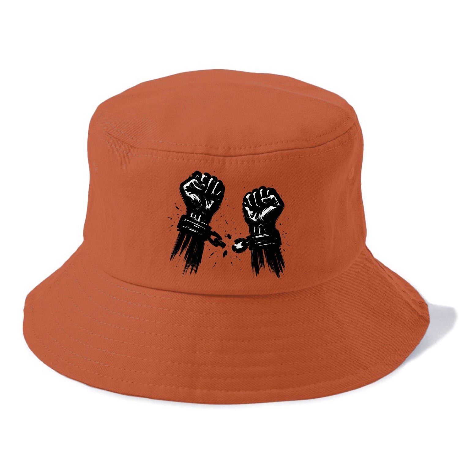 Two raised fists breaking chains - liberation and freedom ink painting - Bucket Hat - Red