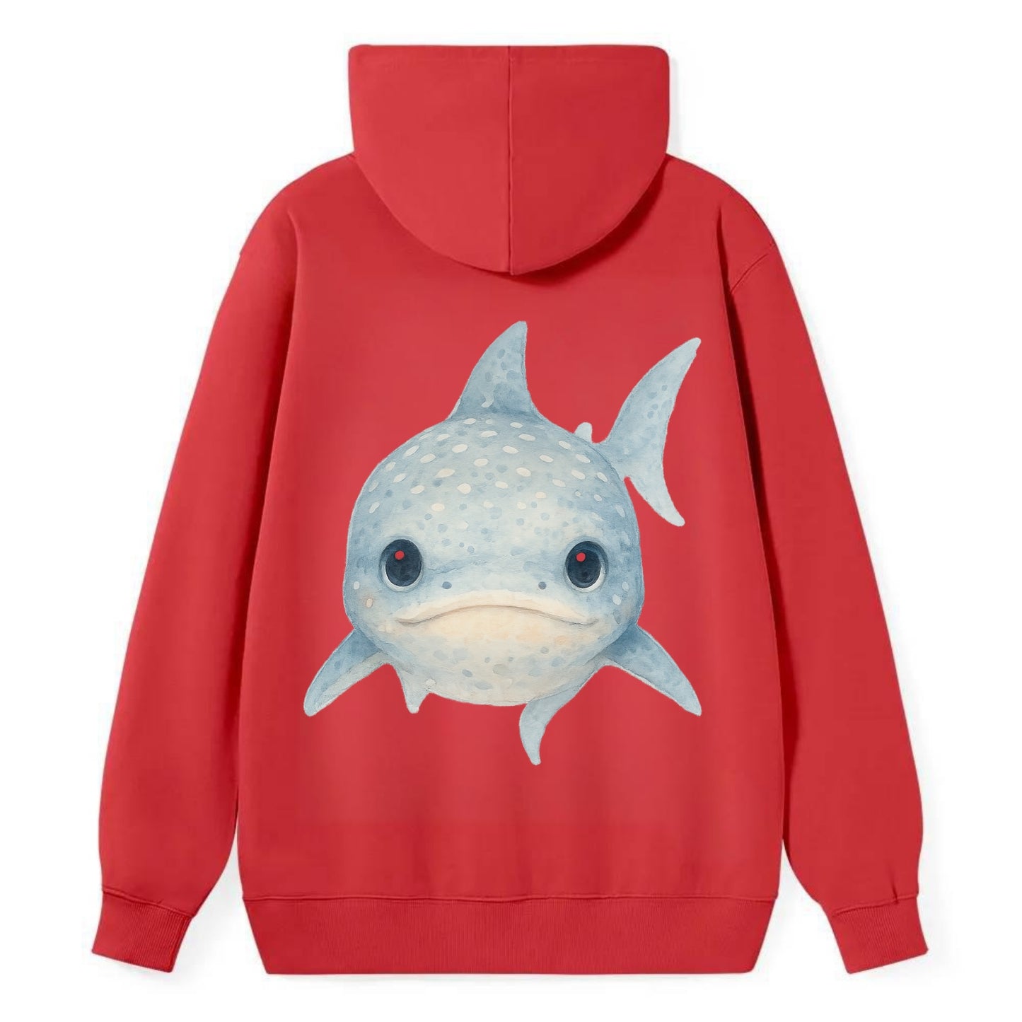 Baby Whale Shark - spotted blue-gray, wide mouth closed, tiny eyes, - Classic Pullover Hoodie - Red