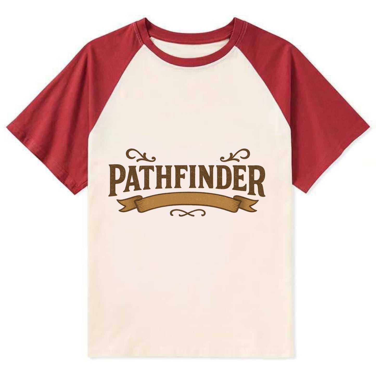 Bold typography design - "PATHFINDER" - finding the way, leading others - Contrast Raglan T-shirt - Red