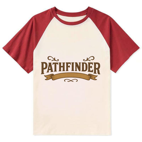 Bold typography design - PATHFINDER - finding the way, leading others - Contrast Raglan T-shirt