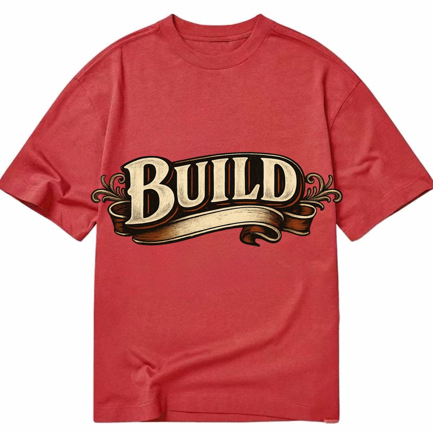 Bold typography design - "BUILD" - constructing, making real - Classic T-shirt - Red