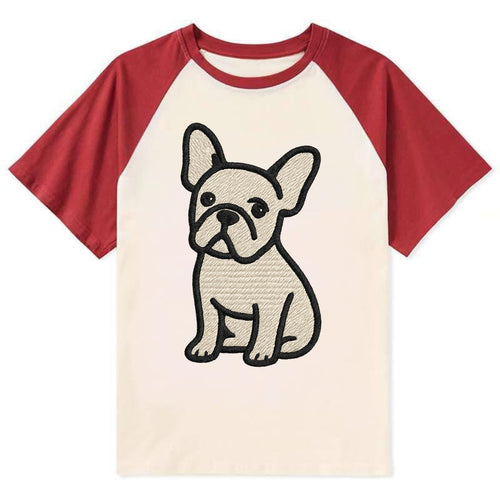 French Bulldog - Head tilt one ear up - Contrast Raglan T-shirt