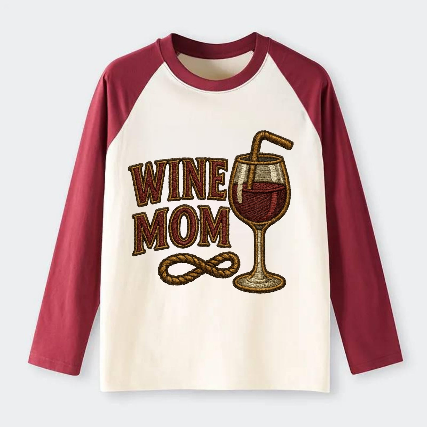 Wine Mom  - Raglan Long Sleeve T-Shirt - Red