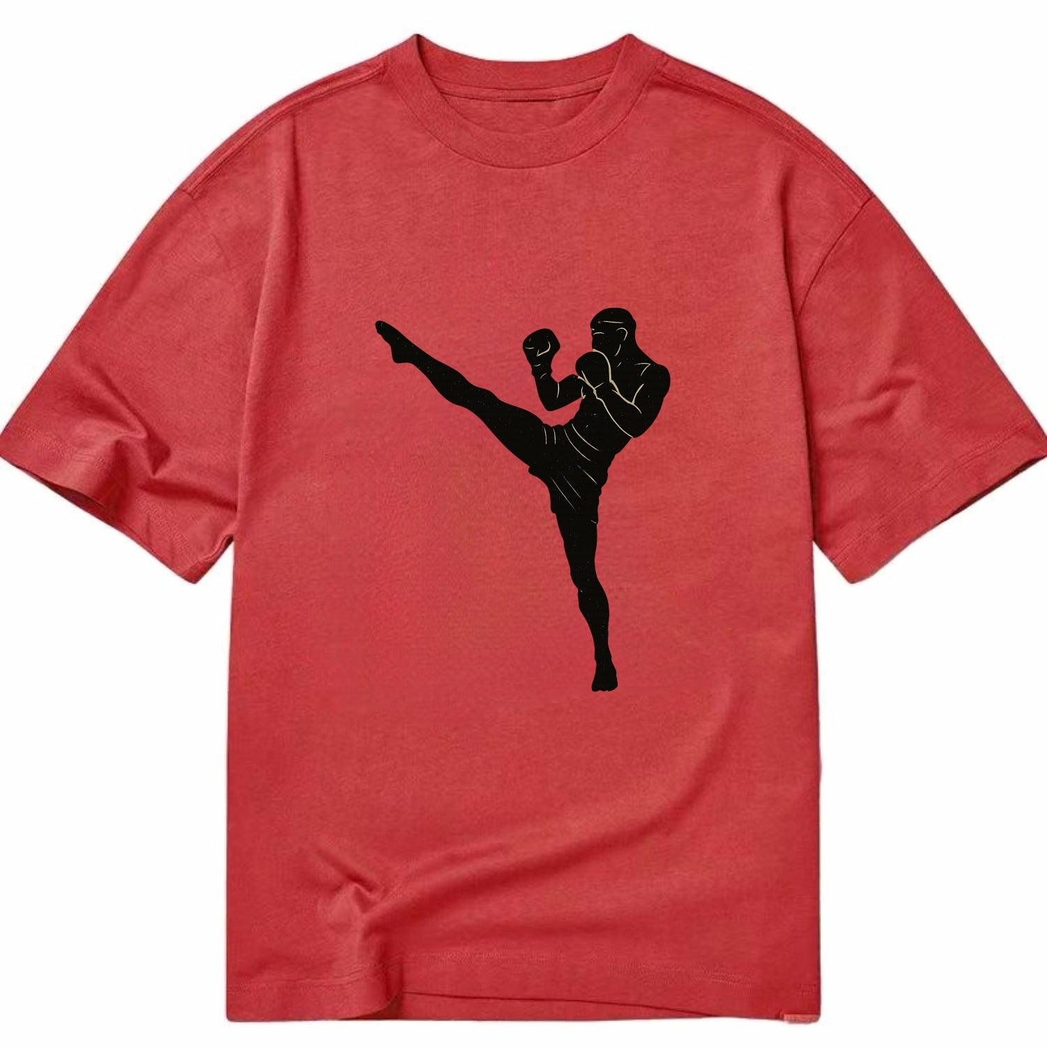 Kickboxer delivering roundhouse kick - Classic T-shirt - Red
