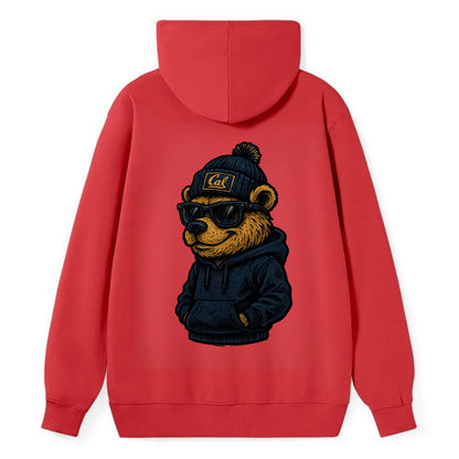 Berkeley Bear wearing Cal beanie with script patch - Classic Pullover Hoodie - Red