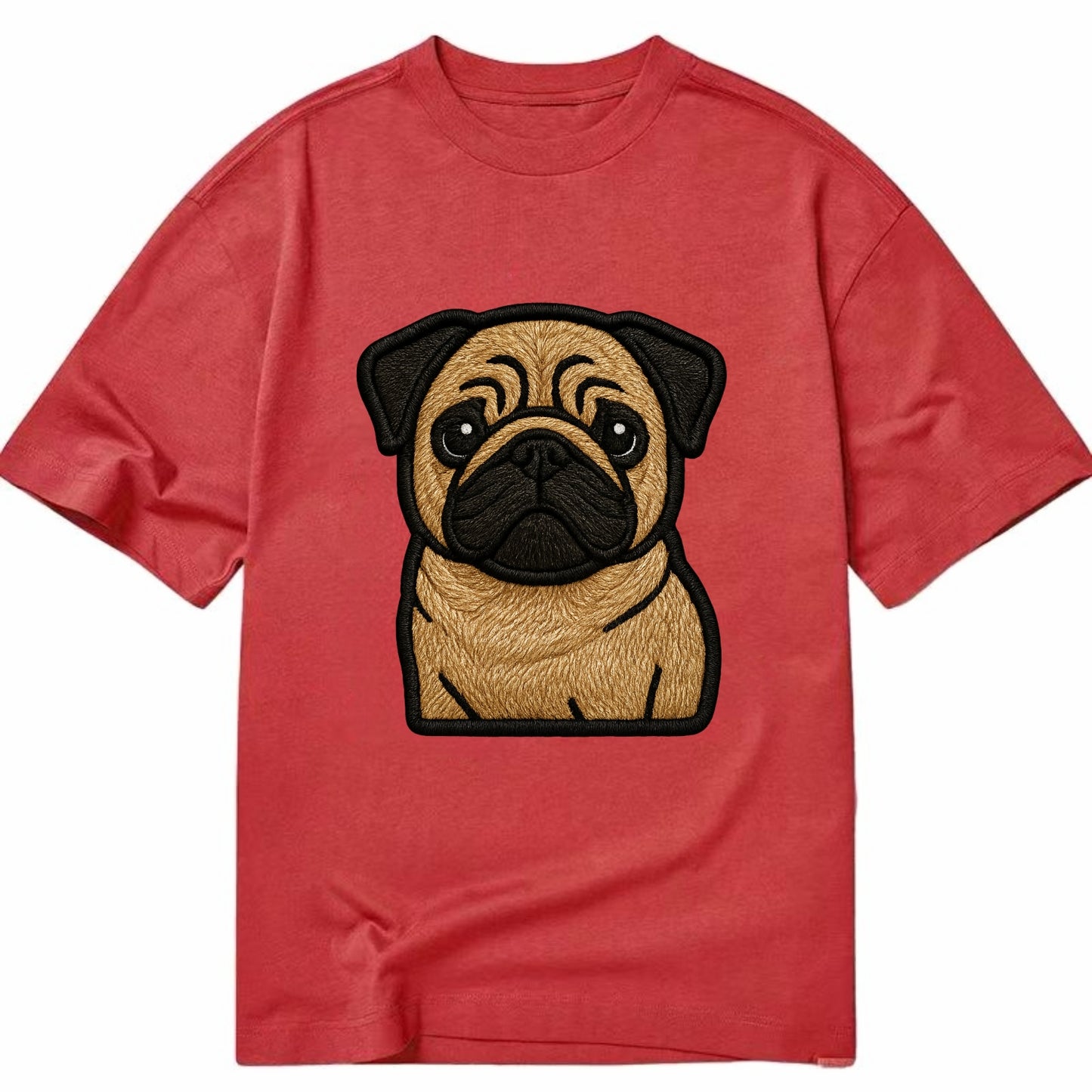 Pug - Contemporary wrinkled design with - Classic T-shirt - Red