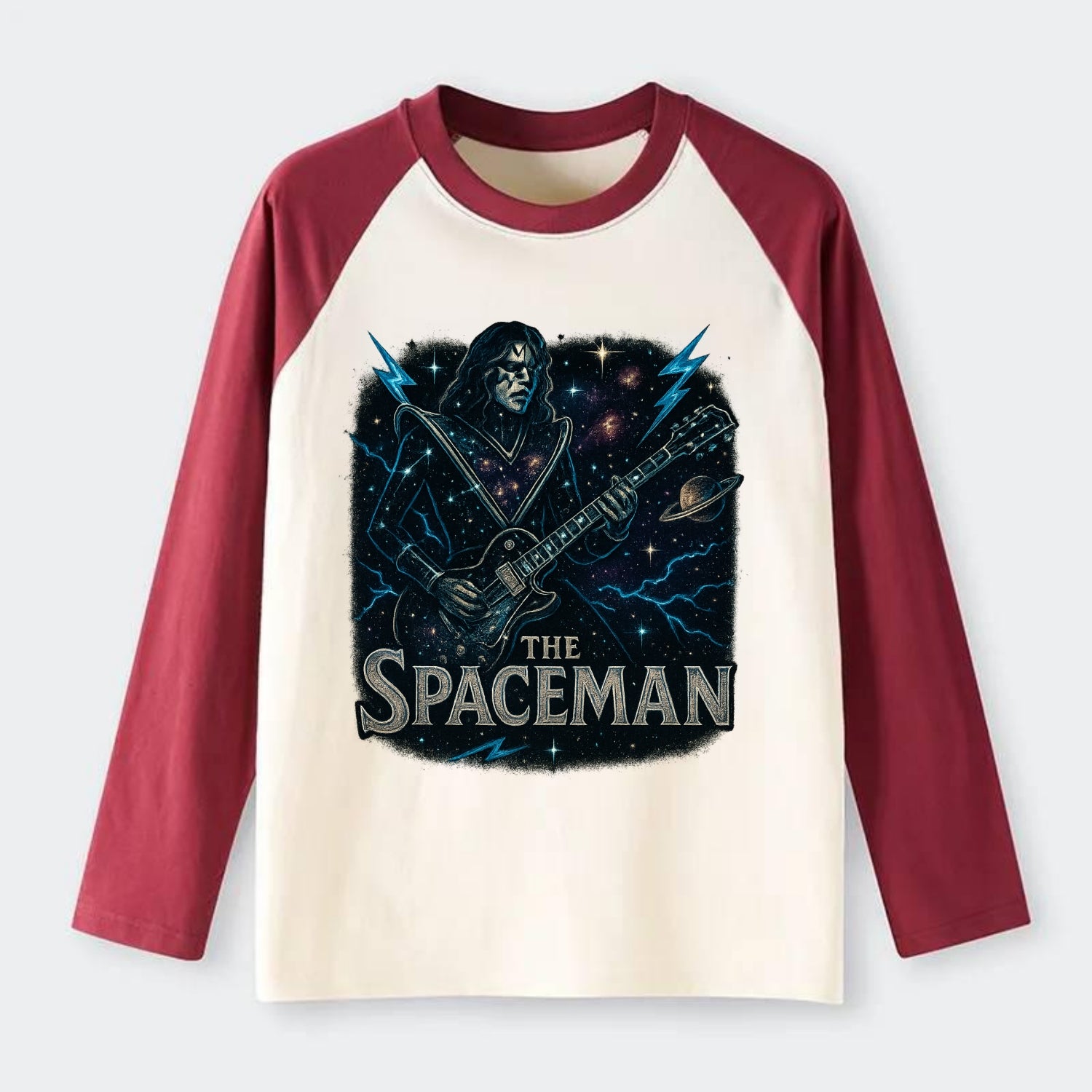 Spaceman Constellation - Raglan Long Sleeve T-Shirt - Red