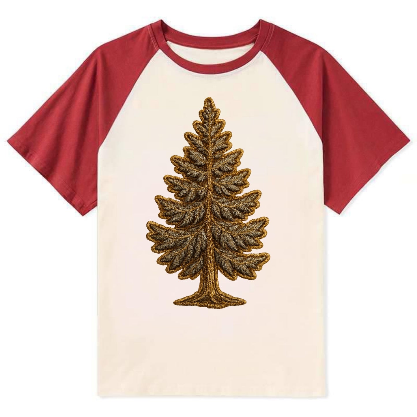Pine Tree  - Contrast Raglan T-shirt - Red