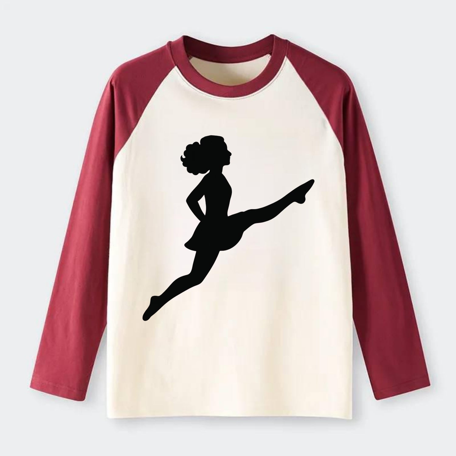 Irish step dancer Riverdance leap - Raglan Long Sleeve T-Shirt - Red
