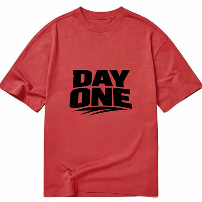 Bold typography design - "DAY ONE" - original friend, from the start - Classic T-shirt - Red