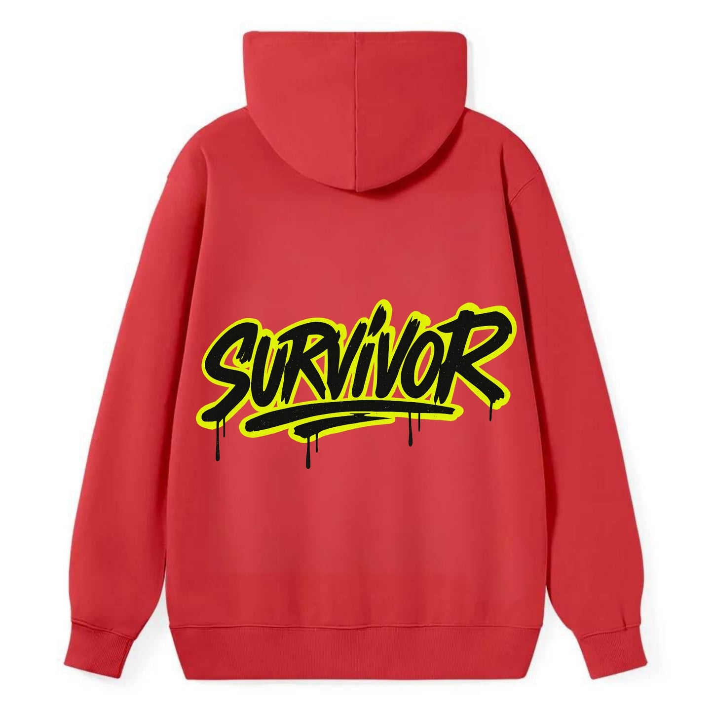 Bold typography design - "SURVIVOR" - overcomer, still standing, made it - Classic Pullover Hoodie - Red