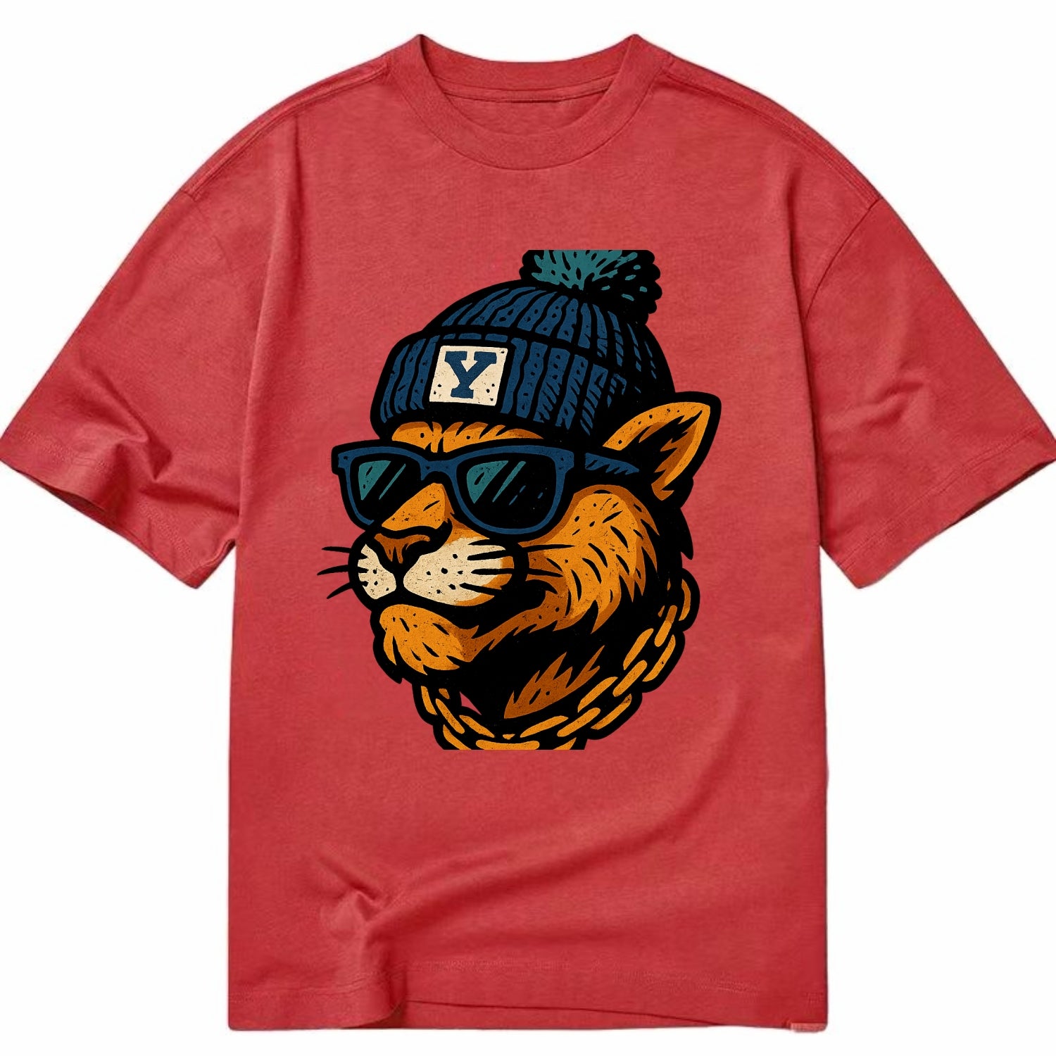 Provo Cougar wearing BYU beanie with Y patch - Classic T-shirt - Red