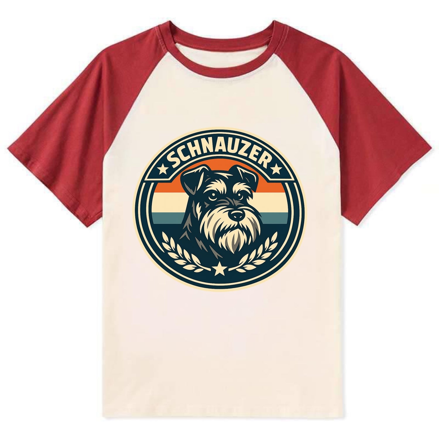 Noble Schnauzer Emblem - Contrast Raglan T-shirt - Red
