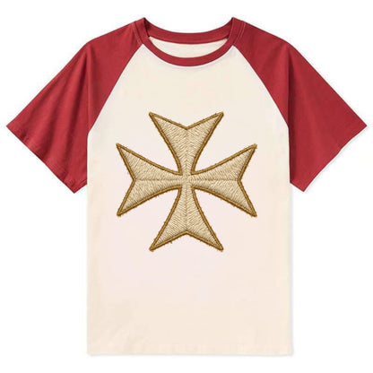 Hospitaller Cross  - Contrast Raglan T-shirt - Red