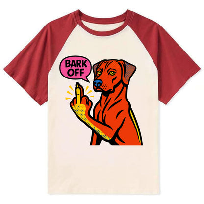 Rhodesian Ridgeback with distinctive ridge on back, athletic muscular paw - Contrast Raglan T-shirt - Red