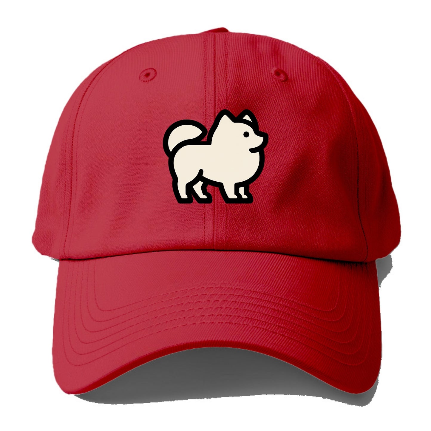 Pomeranian - Modern tiny fluffy logo wit - Baseball Cap - Red