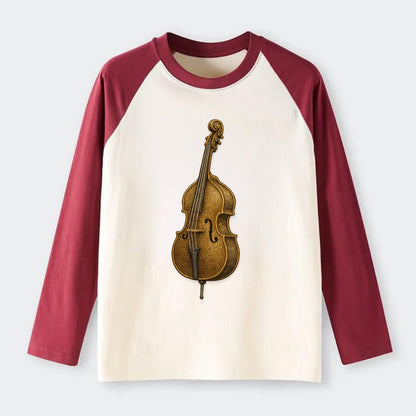 Acoustic Bass  - Raglan Long Sleeve T-Shirt - Red