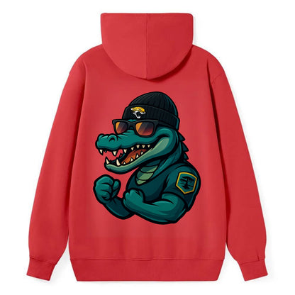 Jacksonville Alligator wearing Jaguars beanie with swamp patch and - Classic Pullover Hoodie - Red
