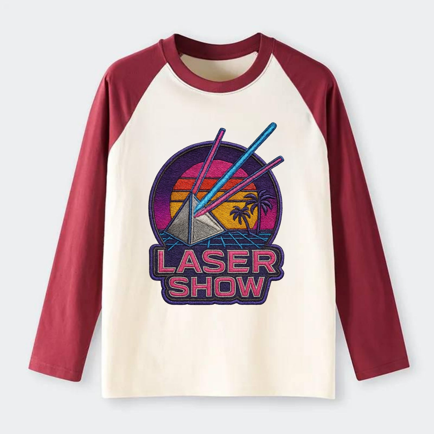 Laser Show - Raglan Long Sleeve T-Shirt - Red