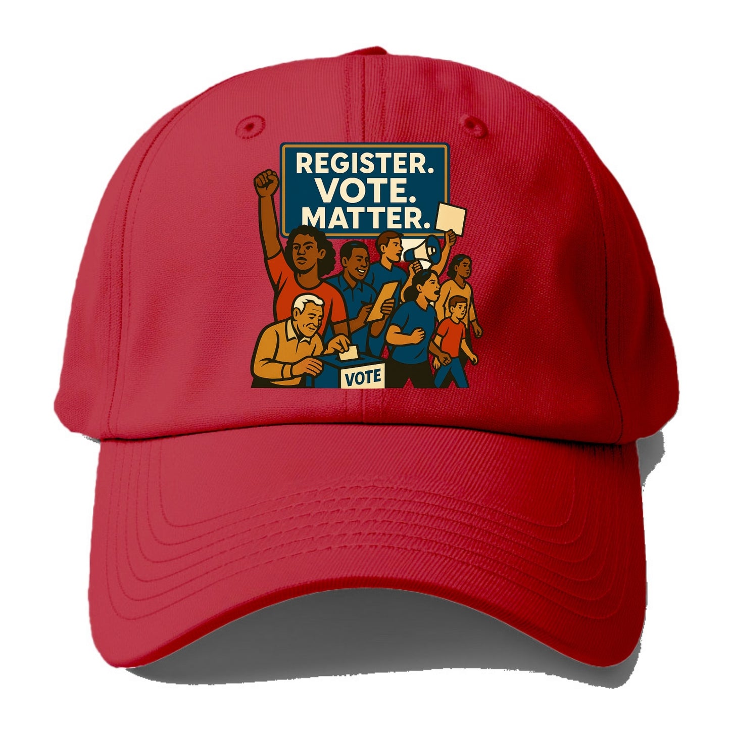 Voter registration drive bringing community together - "Register. Vote. Matter." - - Baseball Cap - Red