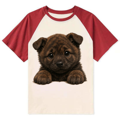 Kai Ken  - Contrast Raglan T-shirt - Red