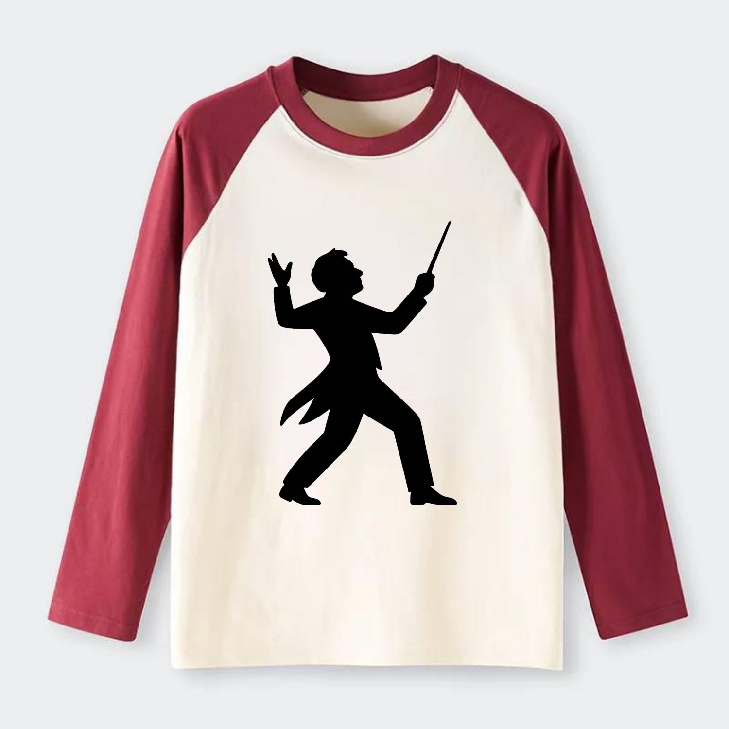 Conductor leading orchestra passionately - Raglan Long Sleeve T-Shirt - Red