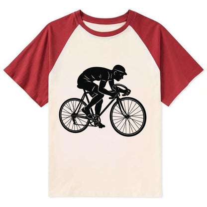 Cyclist sprinting in racing position - Contrast Raglan T-shirt - Red