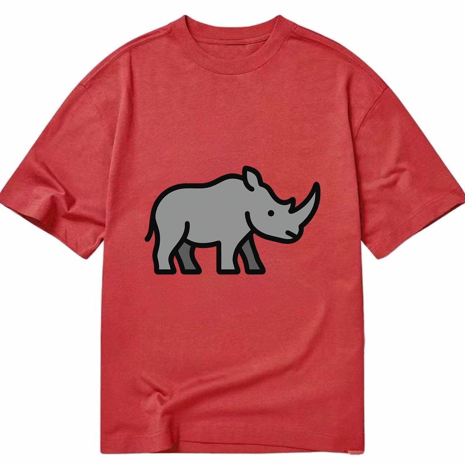 Rhinoceros - Gray with horn flat side profile - Classic T-shirt - Red
