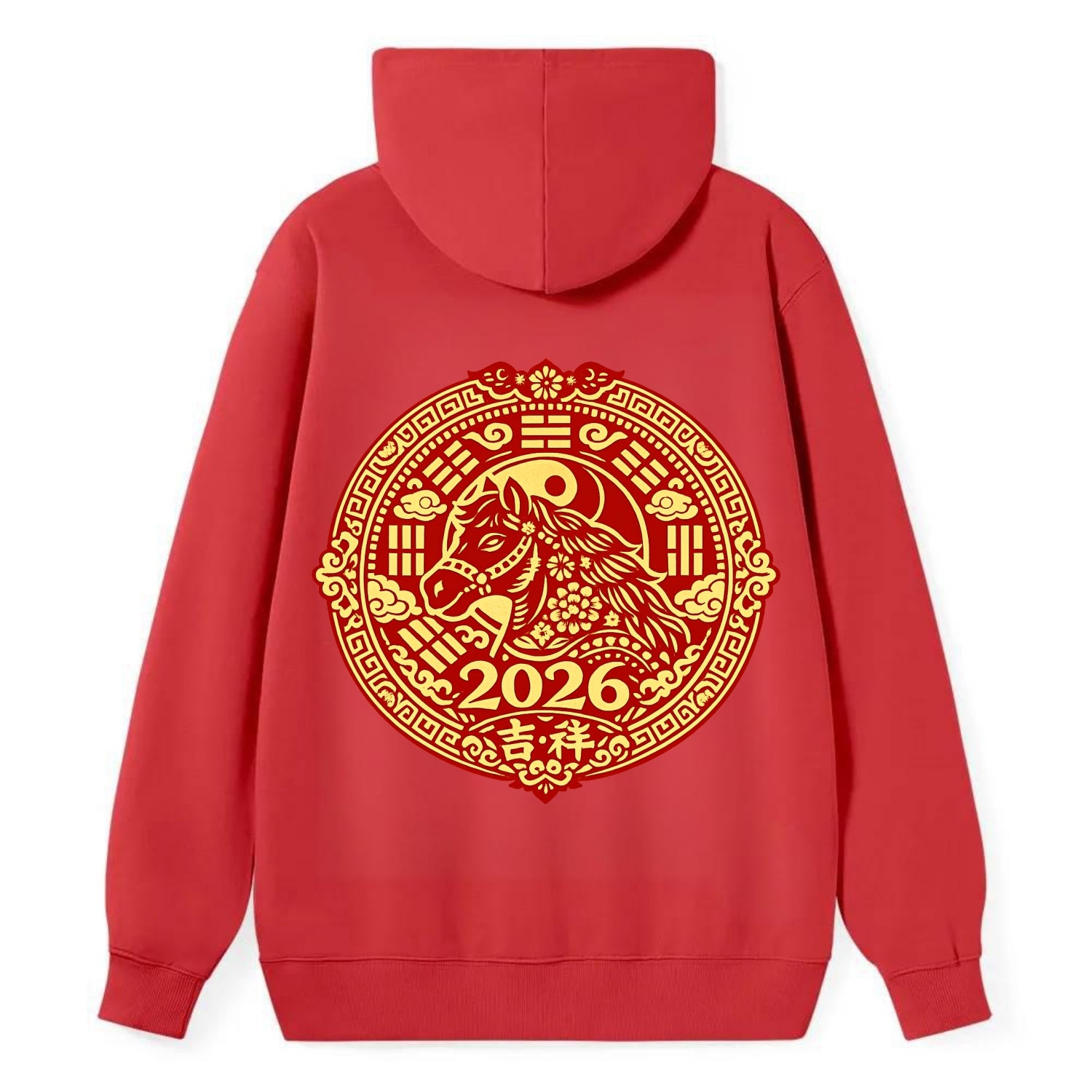 LUCKY HORSE MEDALLION | Circular medallion with horse profile | Intricate - Classic Pullover Hoodie - Red