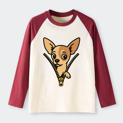 Chihuahua - Raglan Long Sleeve T-Shirt - Red