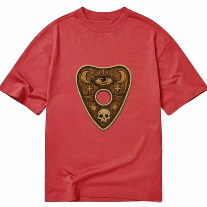 OUIJA PLANCHETTE - spirit board pointer in wood and gold , seance - Classic T-shirt - Red