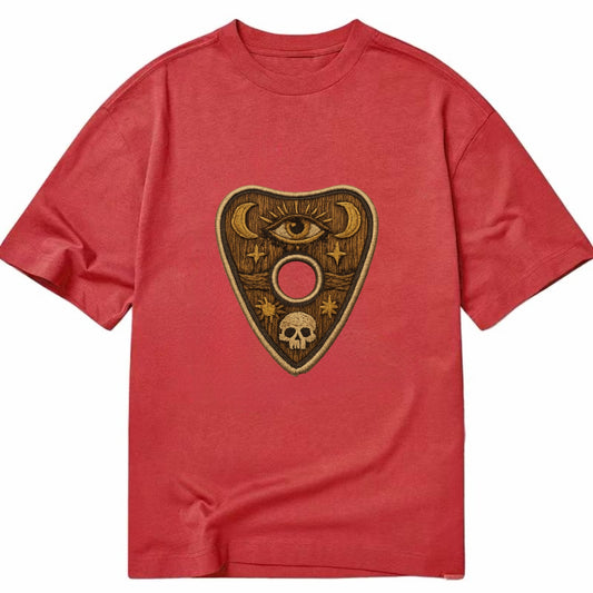 OUIJA PLANCHETTE - spirit board pointer in wood and gold , seance - Classic T-shirt - Red