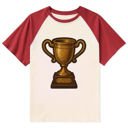 Trophy Cup  - Contrast Raglan T-shirt - Red