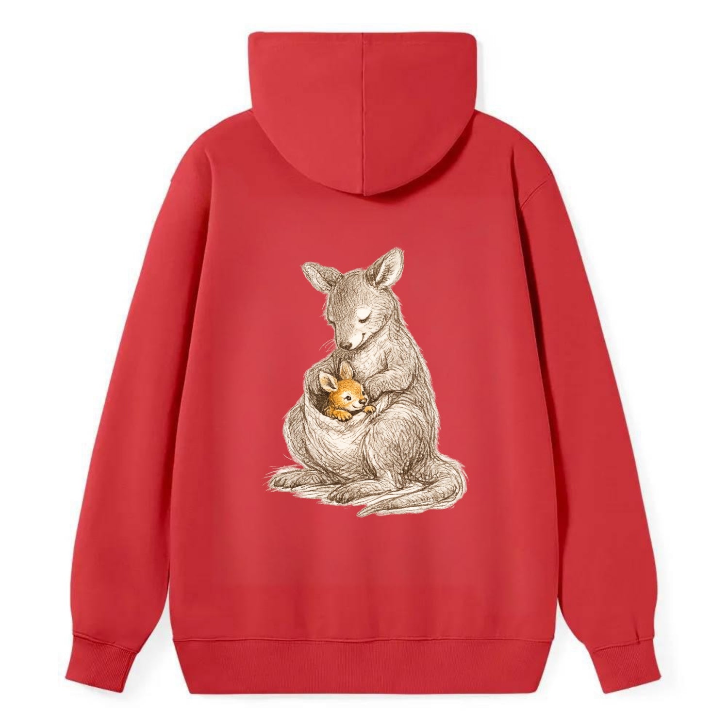 MOTHER'S POUCH | Kangaroo maternal embrace | Joey safe inside | - Classic Pullover Hoodie - Red