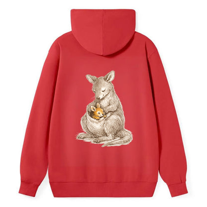 MOTHER'S POUCH | Kangaroo maternal embrace | Joey safe inside | - Classic Pullover Hoodie - Red