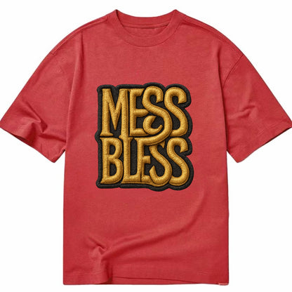 MESS;BLESS UP Gold Metallic Visor - Classic T-shirt - Red