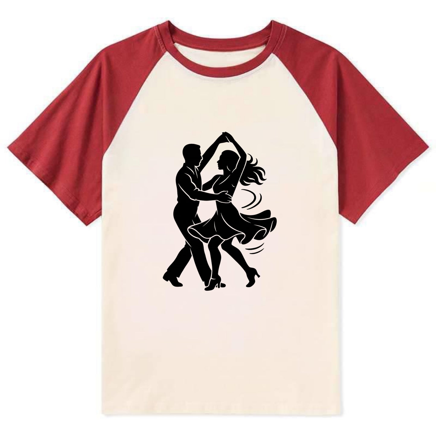 Salsa dancers spinning turn - Contrast Raglan T-shirt - Red