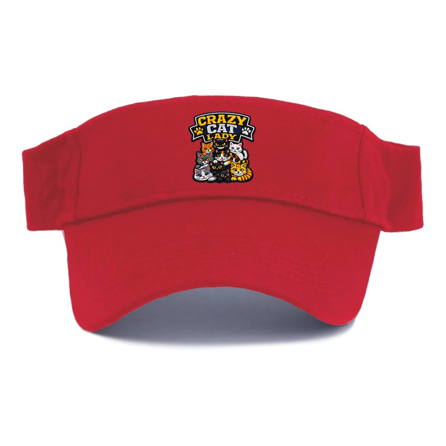CRAZY CAT LADY - cat pile in multicolor , cat collector - Visor - Red