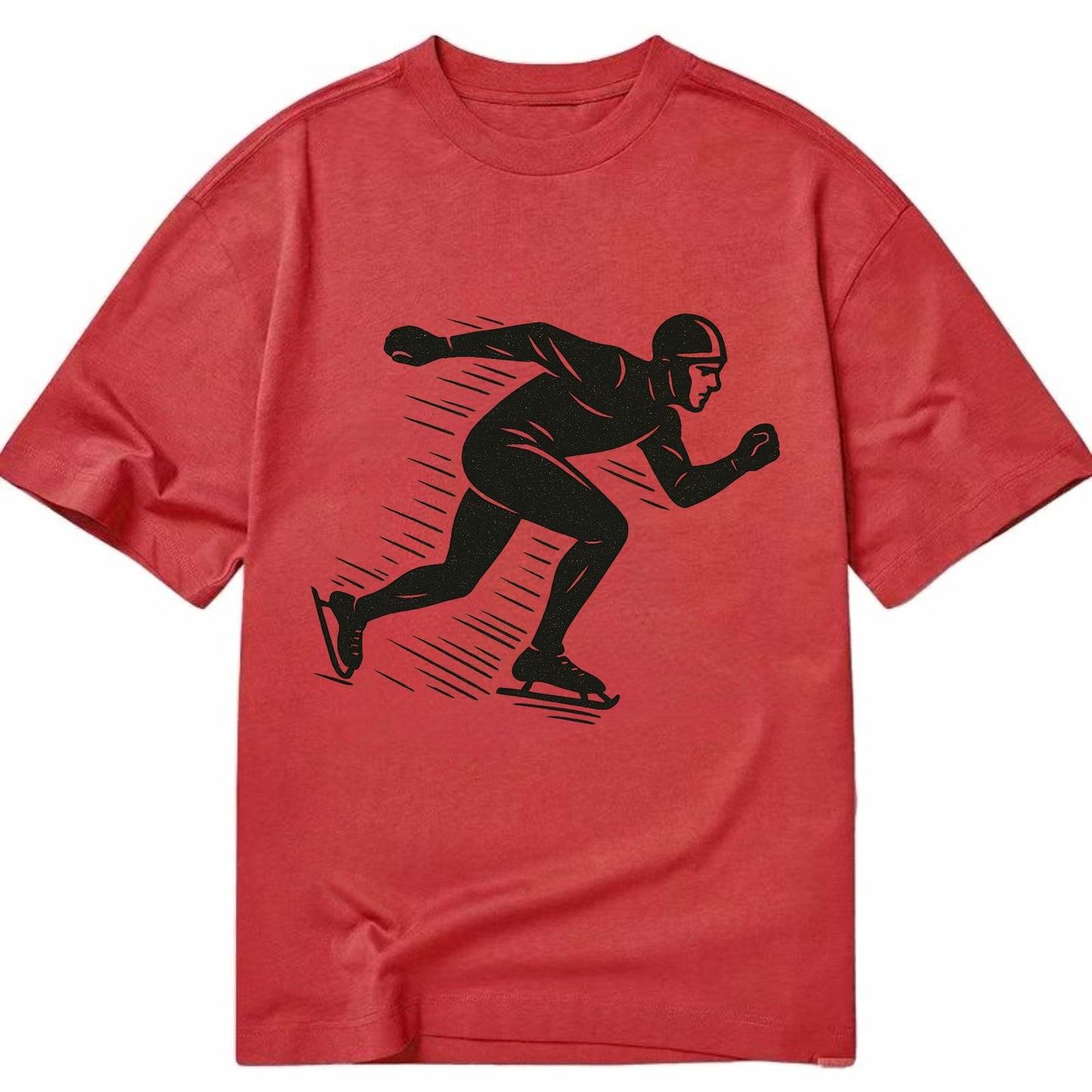 Speed skater in racing crouch - Classic T-shirt - Red