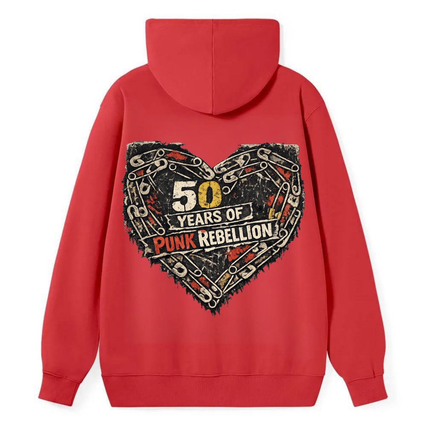 SAFETY PIN LOVE | Heart made of safety pins | Punk romance | DIY jewelry - Classic Pullover Hoodie - Red