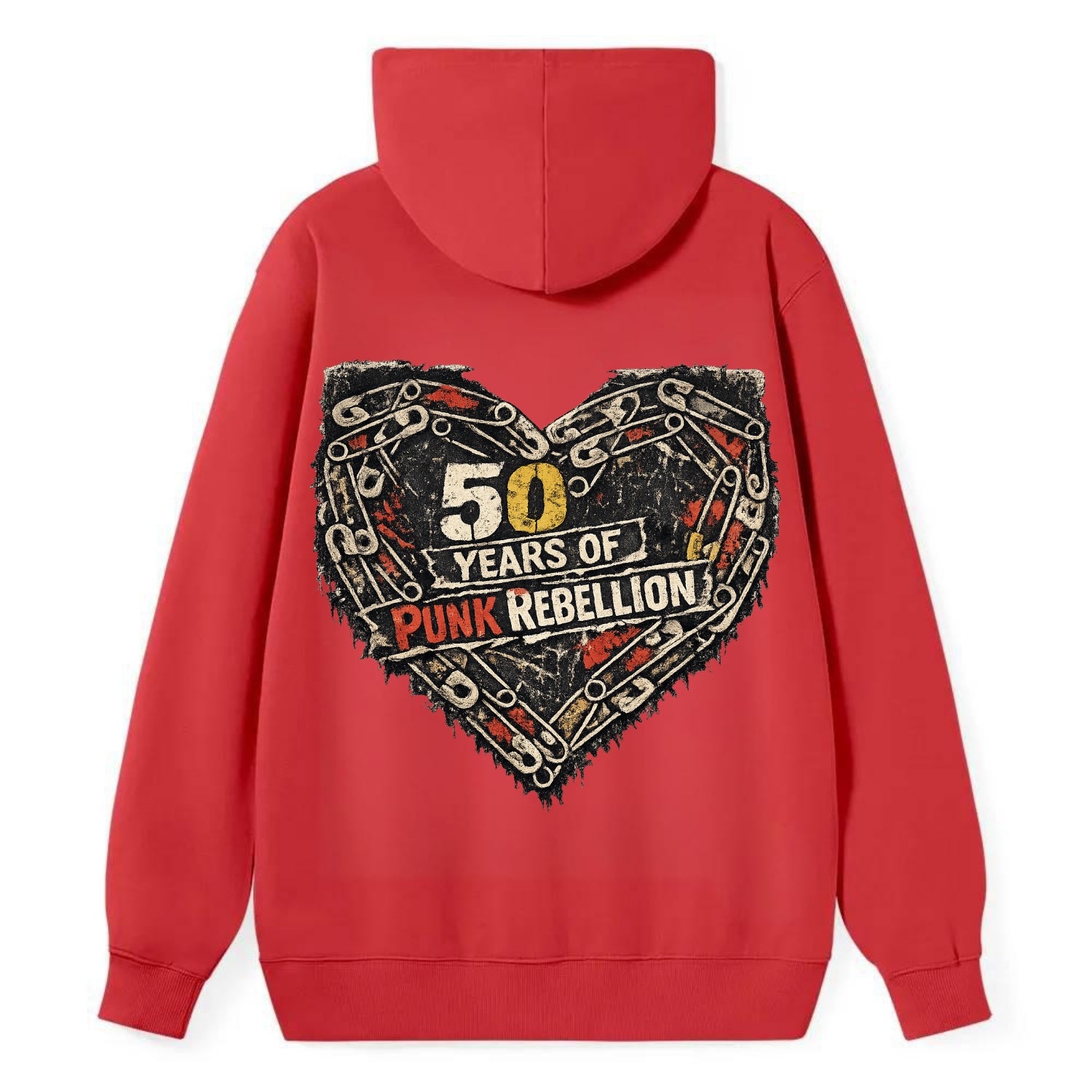 SAFETY PIN LOVE | Heart made of safety pins | Punk romance | DIY jewelry - Classic Pullover Hoodie - Red