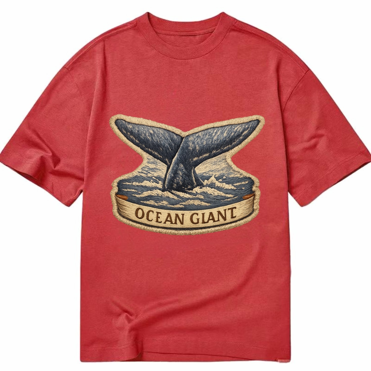 WHALE TAIL - diving whale in blue and gray , ocean giant - Classic T-shirt - Red