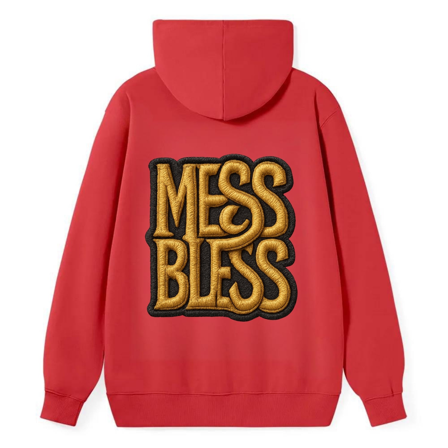 MESS;BLESS UP Gold Metallic Visor - Classic Pullover Hoodie - Red