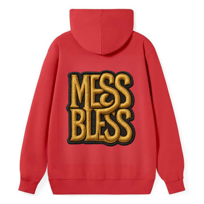 MESS;BLESS UP Gold Metallic Visor - Classic Pullover Hoodie - Red