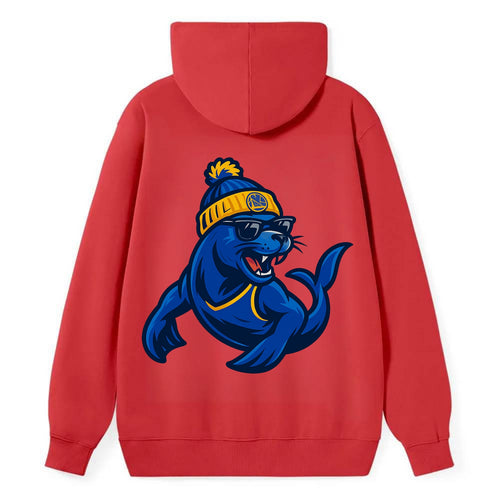 Bay Area Sea Lion wearing Warriors blue and gold beanie with Golden Gate - Classic Pullover Hoodie