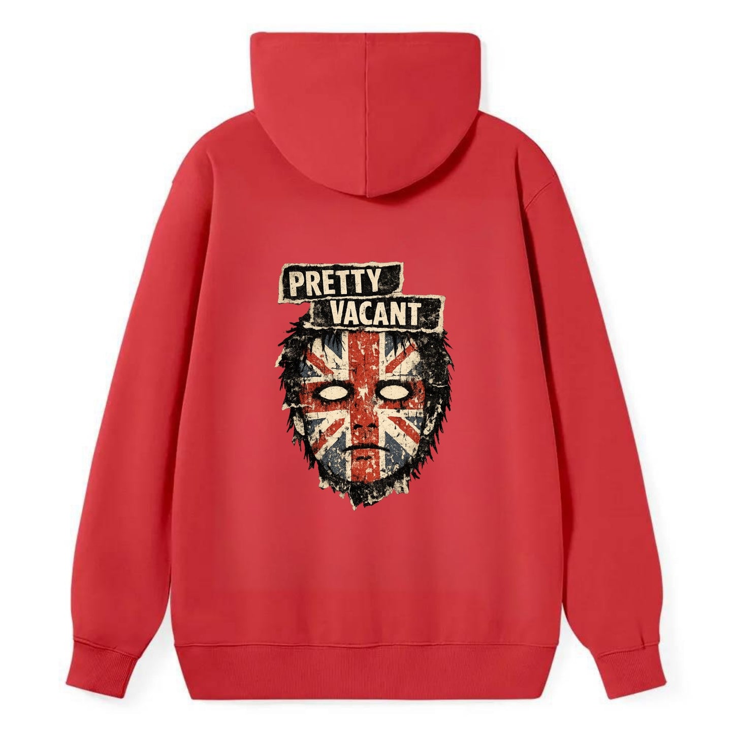 PRETTY VACANT | Blank stare Union Jack face | Empty expression | Punk - Classic Pullover Hoodie - Red