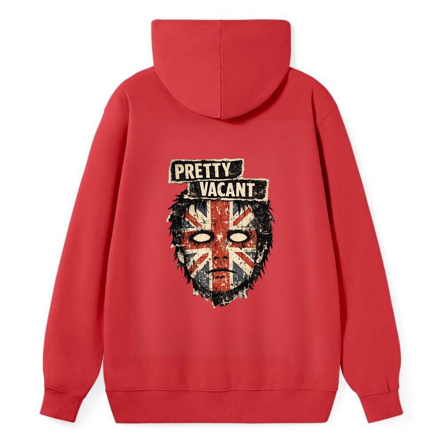 PRETTY VACANT | Blank stare Union Jack face | Empty expression | Punk - Classic Pullover Hoodie - Red