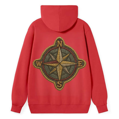 Compass rose with cardinal directions - explorer symbol - Classic Pullover Hoodie - Red