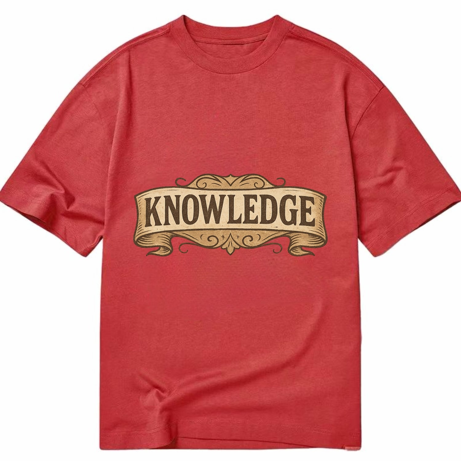Bold typography design - "KNOWLEDGE" - learning, understanding - Classic T-shirt - Red